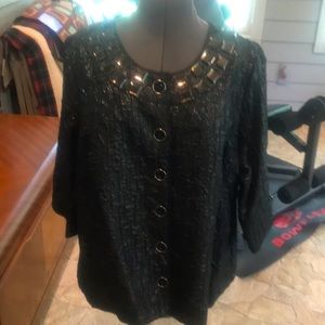 Avenue Shinny Jeweled Black Top 18/20
